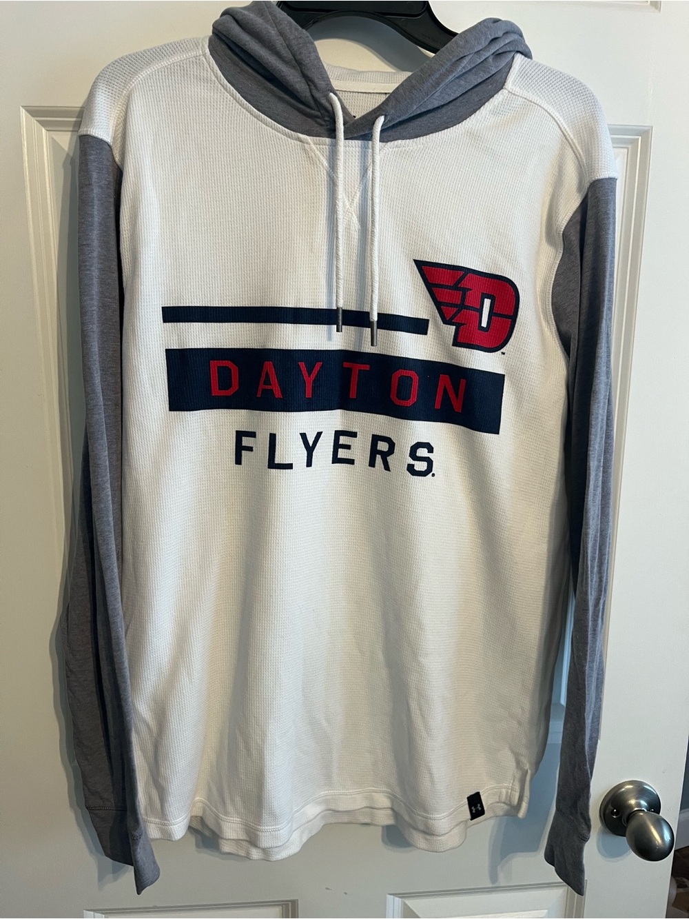 Under Armour Dayton Flyers White, Gray & Red Hooded Long-Sleeve Shirt